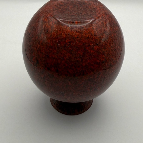 Vintage Splatter Vase Cased Blown Glass Round Globe Swirl 5” Decor MCM - Picture 8 of 8